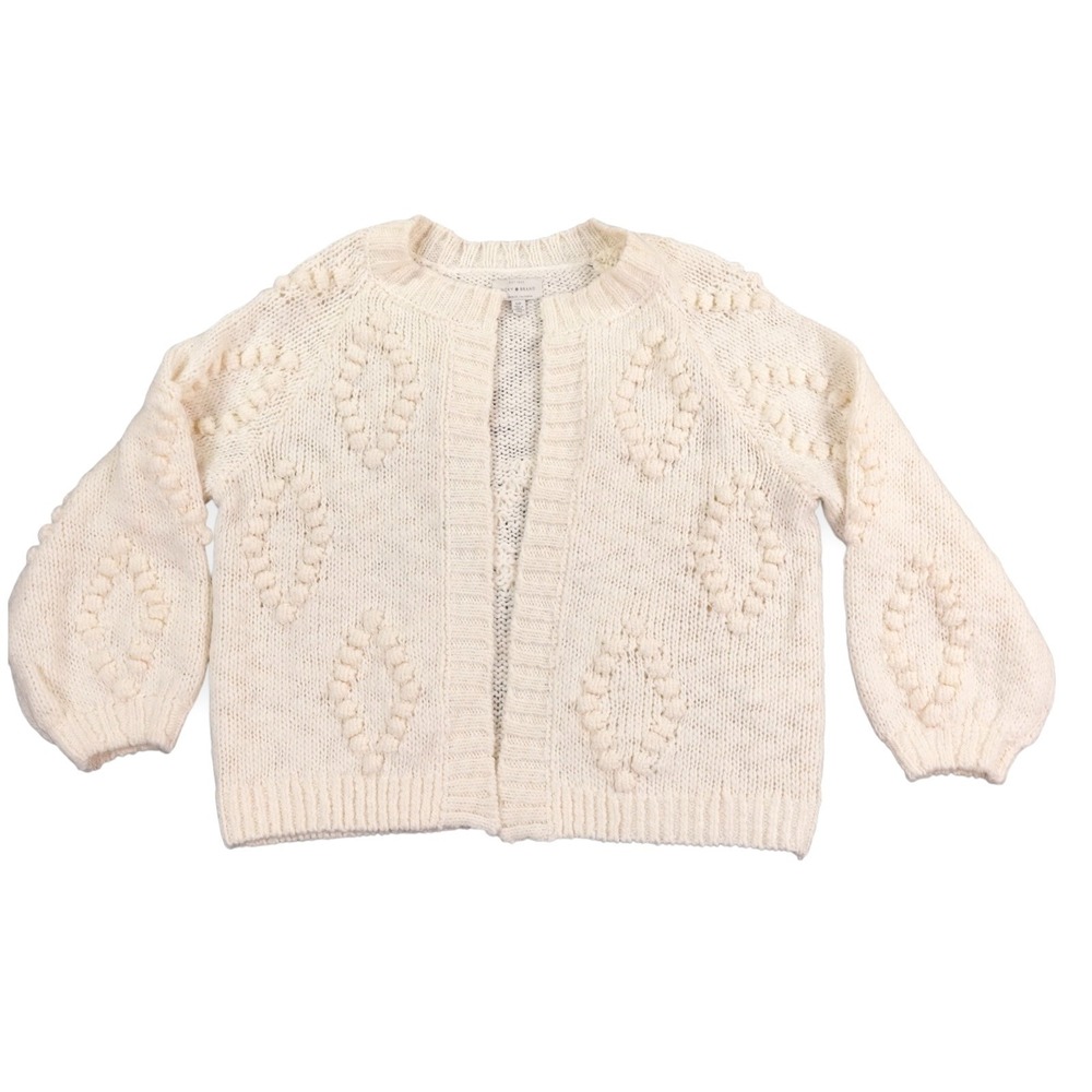 Lucky Brand Cardigan Women Small Chunky Knit Bobble Sleeve Open Front Wool Blend - Picture 1 of 13